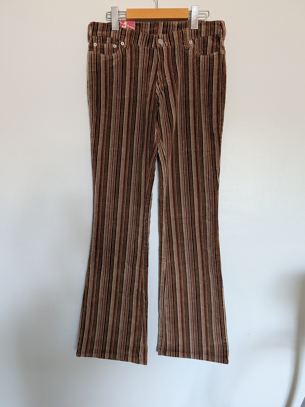 Vintage Y2K Manager NWT Striped Corduroy Flare Pants Low Rise Brown Boho 28